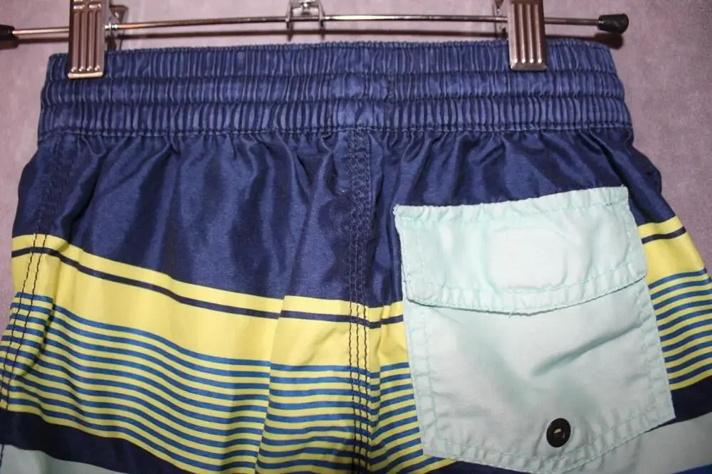 Old Navy Swim Shorts Boys S Blue Striped Elastic Waist Drawstring Polyester